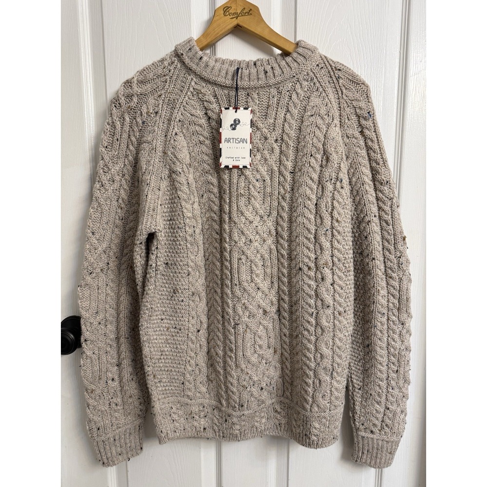 Artisan Knitwear Aran Wool Fisherman Cable Knit Sweater Men's Medium Pullover